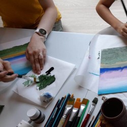 Atelier de pictura in acrilic pentru incepatori- Cum pictam un copac inflorit?