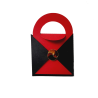 Set 10 buc, Cutie Cadou, din carton, forma gentuta, rosu si negru, 12 X 8 x 5 cm