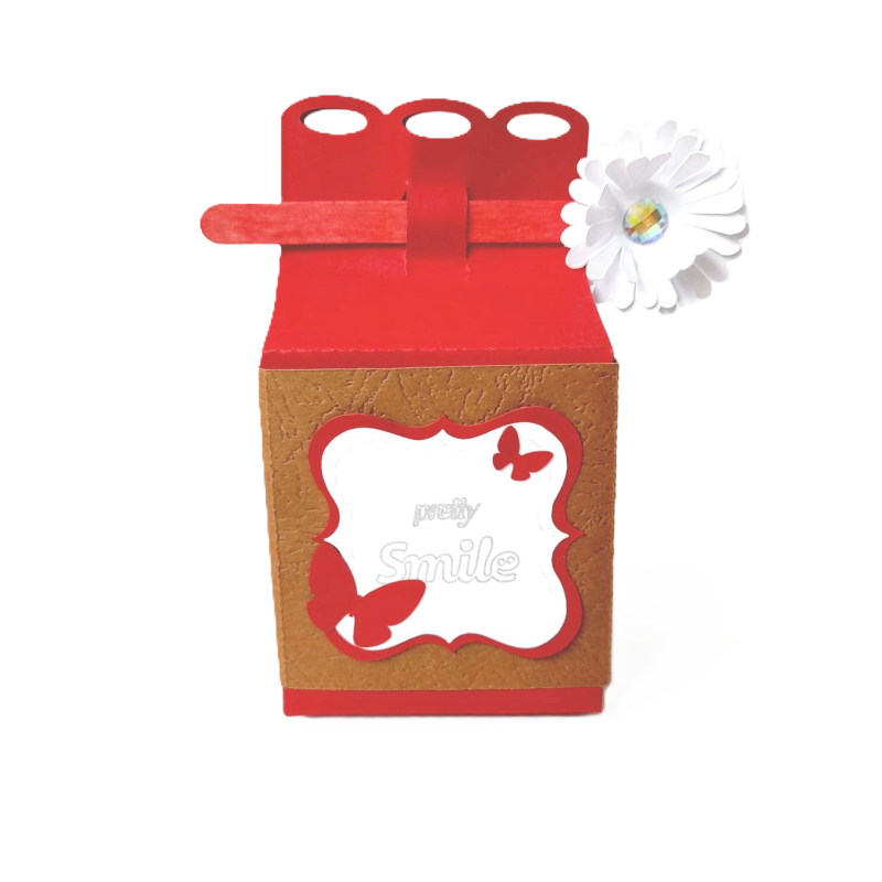 Set 10 buc, Cutie cadou Pretty Red, din carton, 15.5 X 7 x 7 cm