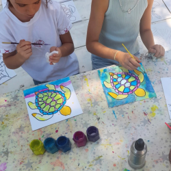 Kit creativ „Țestoasa”, pictură in acrilic, pentru incepatori, pânză 20x20 cm, creeat manual in Atelierele lui Margot