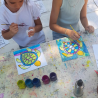 Kit creativ „Țestoasa”, pictură in acrilic, pentru incepatori, pânză 20x20 cm, creeat manual in Atelierele lui Margot