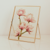 Tablou Vitraliu „Magnolii”, Rama Auriu Metalica 20x25 cm, pictat manual de Margot