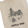 Sacosa din panza de bumbac natur, imprimata Castelul Bran, 41x37 cm